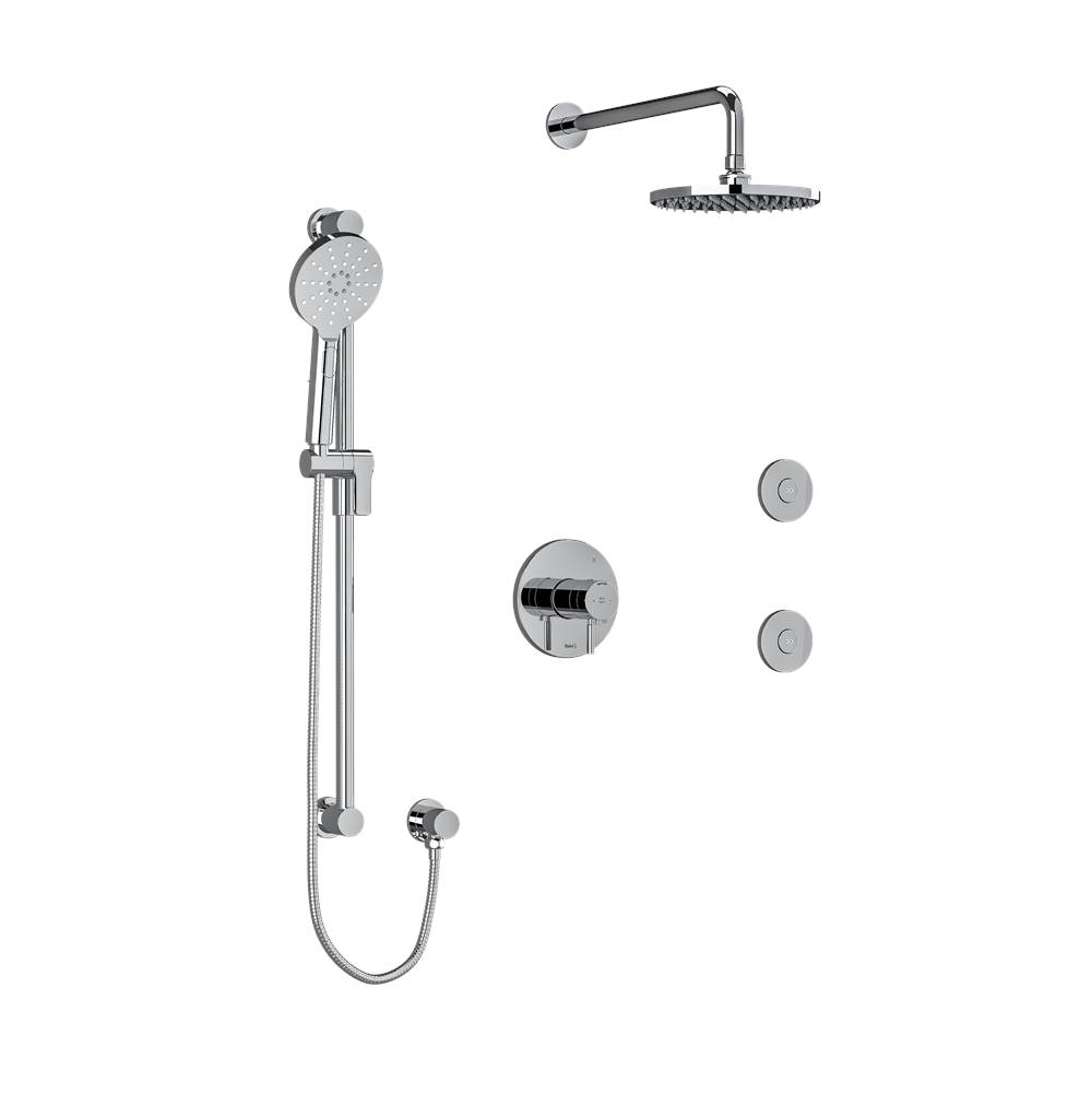 The Water ClosetRiobelType T/P (thermostatic/pressure balance) 1/2'' coaxial 3-way system, hand shower rail, elbow supply, shower head and 2 body jets