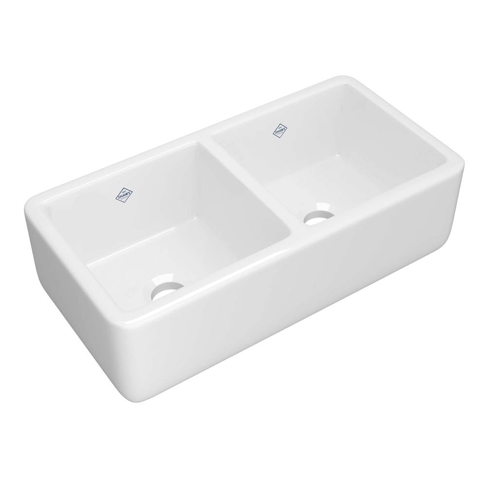 The Water ClosetShaws37'' Lancaster™ Double Bowl Farmhouse Apron Front Fireclay Kitchen Sink