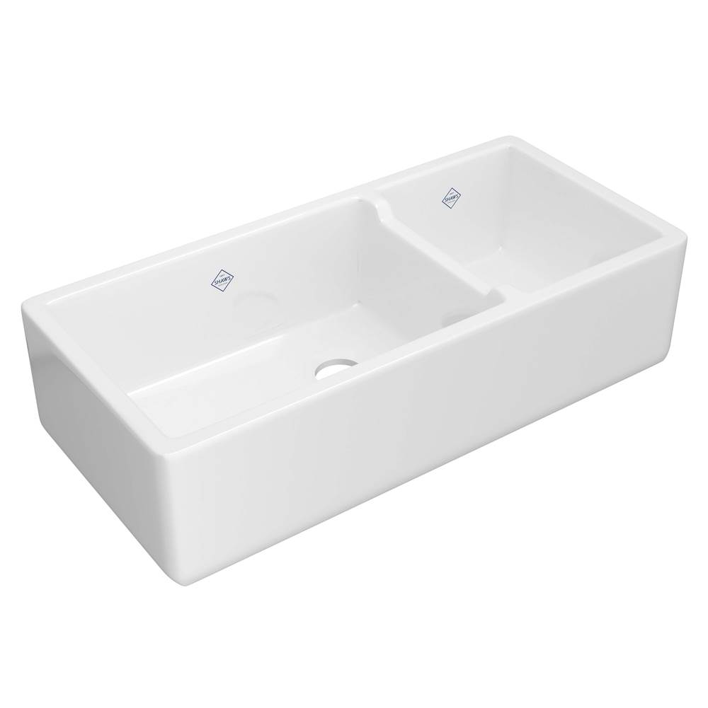 The Water ClosetShaws40'' Lancaster™ Double Bowl Farmhouse Apron Front Fireclay Kitchen Sink