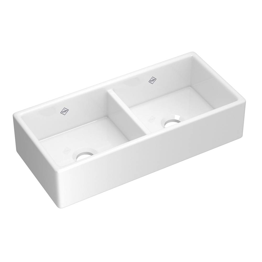 The Water ClosetShaws39'' Shaker™ Double Bowl Farmhouse Apron Front Fireclay Kitchen Sink