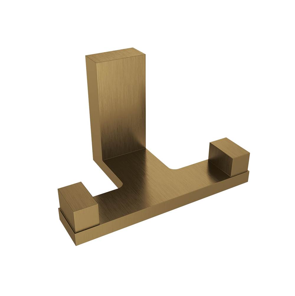 The Water ClosetVolkanoFire Double Towel Hook - Brushed Gold Dark