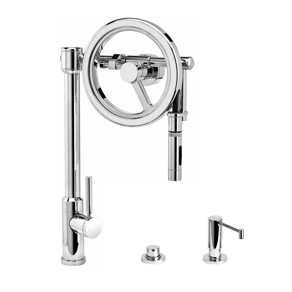 The Water ClosetWaterstoneWaterstone Endeavor Wheel Pulldown Faucet - Toggle Sprayer - 3pc. Suite