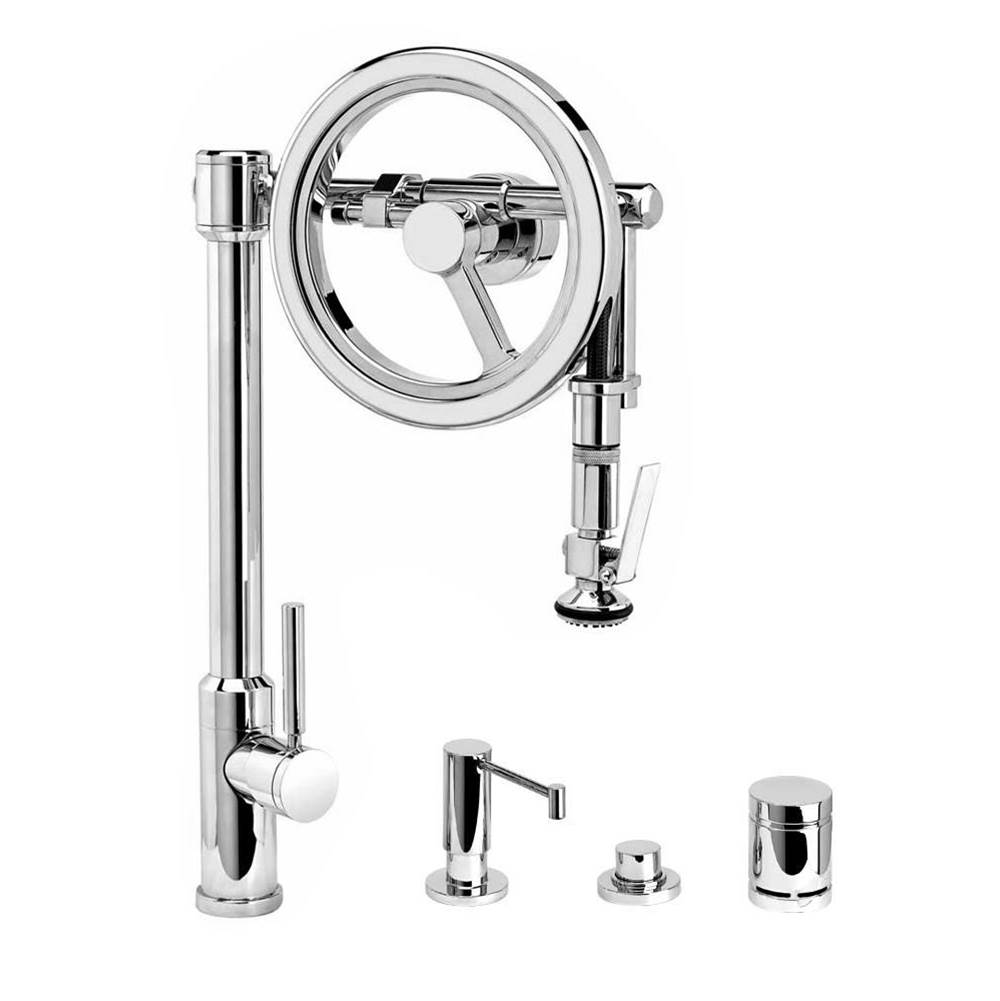 The Water ClosetWaterstoneWaterstone Endeavor Wheel Pulldown Faucet - Lever Sprayer - 4pc. Suite